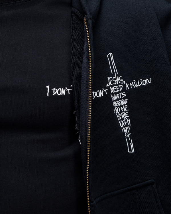 Zip-hoodie JESUS faded black