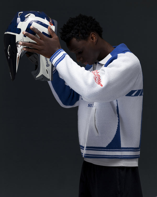 Zip-sweater THE ONE blue white