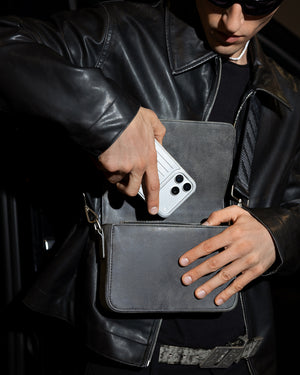 Men's leather bag THE ONE gray