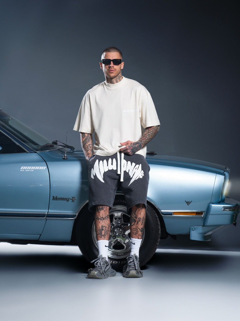 Shorts MILLIONAIRE massive logo washed gray